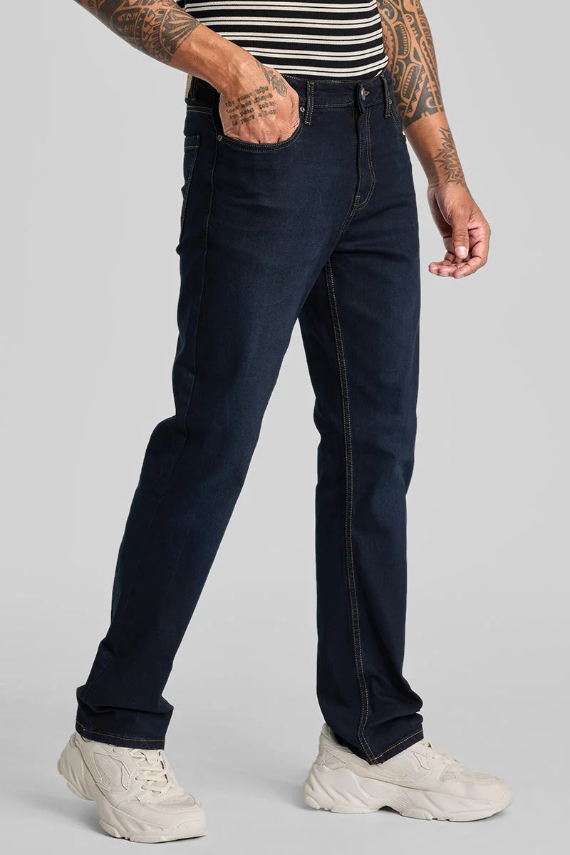 SNITCH Navy Straight Fit Jeans